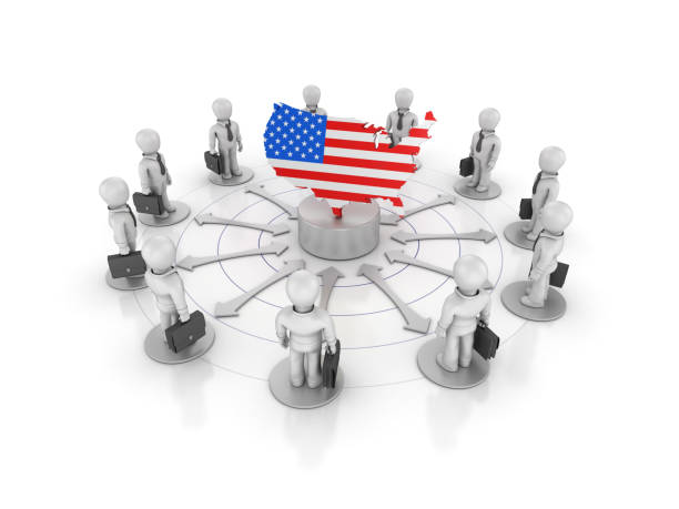 istock Teamwork Business People with USA Country Flag - 3D Rendering 1149825821