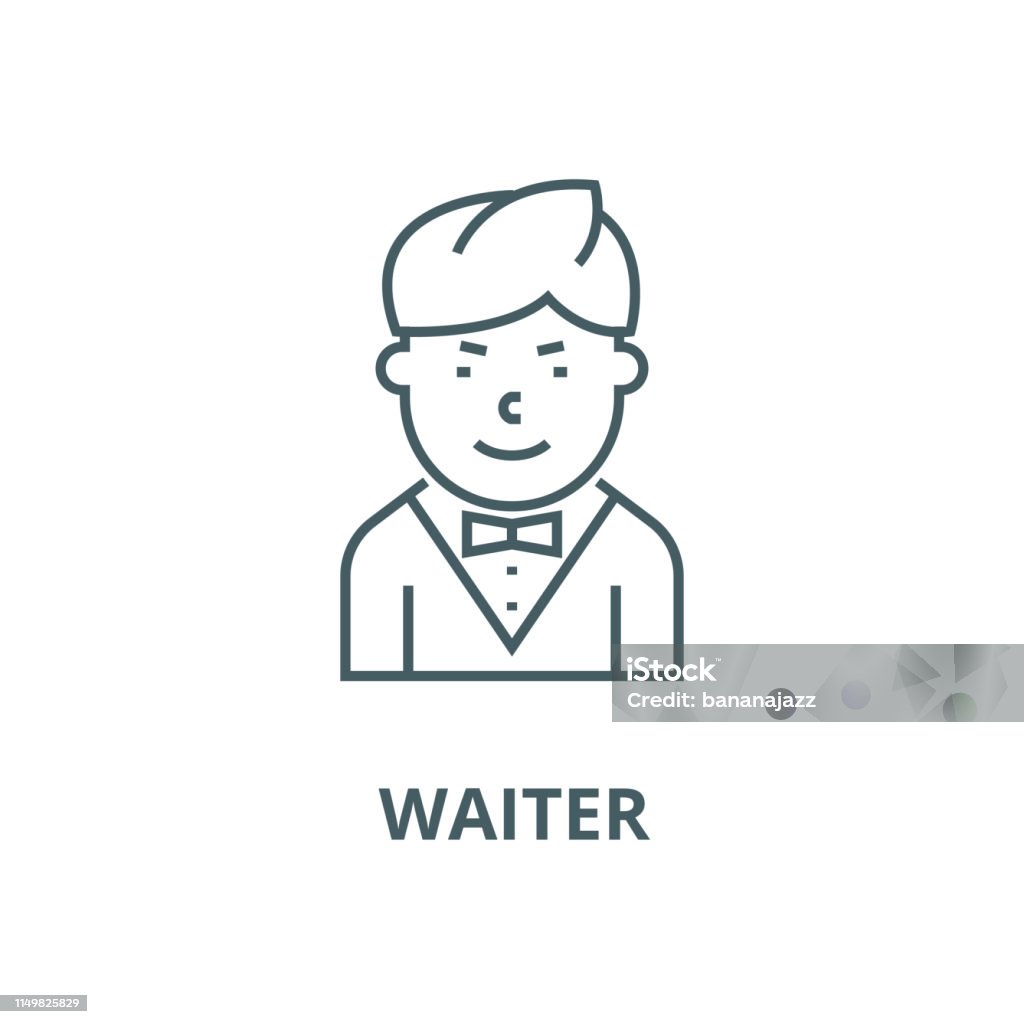 Waiter vector line icon, linear concept, outline sign, symbol Waiter vector line icon, outline concept, linear sign Adult stock vector