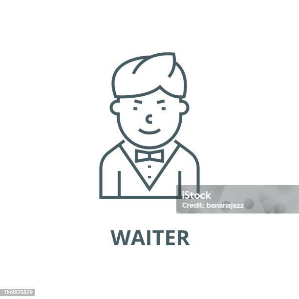 Waiter Vector Line Icon Linear Concept Outline Sign Symbol Stock Illustration - Download Image Now