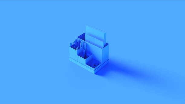 istock Blue Desk Tidy with Pens Tape and Notepads 1149826125