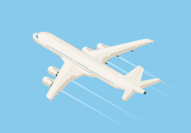 изометрический - air vehicle airplane jet commercial airplane stock illustrations