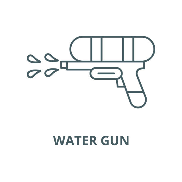 ilustrações de stock, clip art, desenhos animados e ícones de water gun vector line icon, linear concept, outline sign, symbol - handgun gun blue black