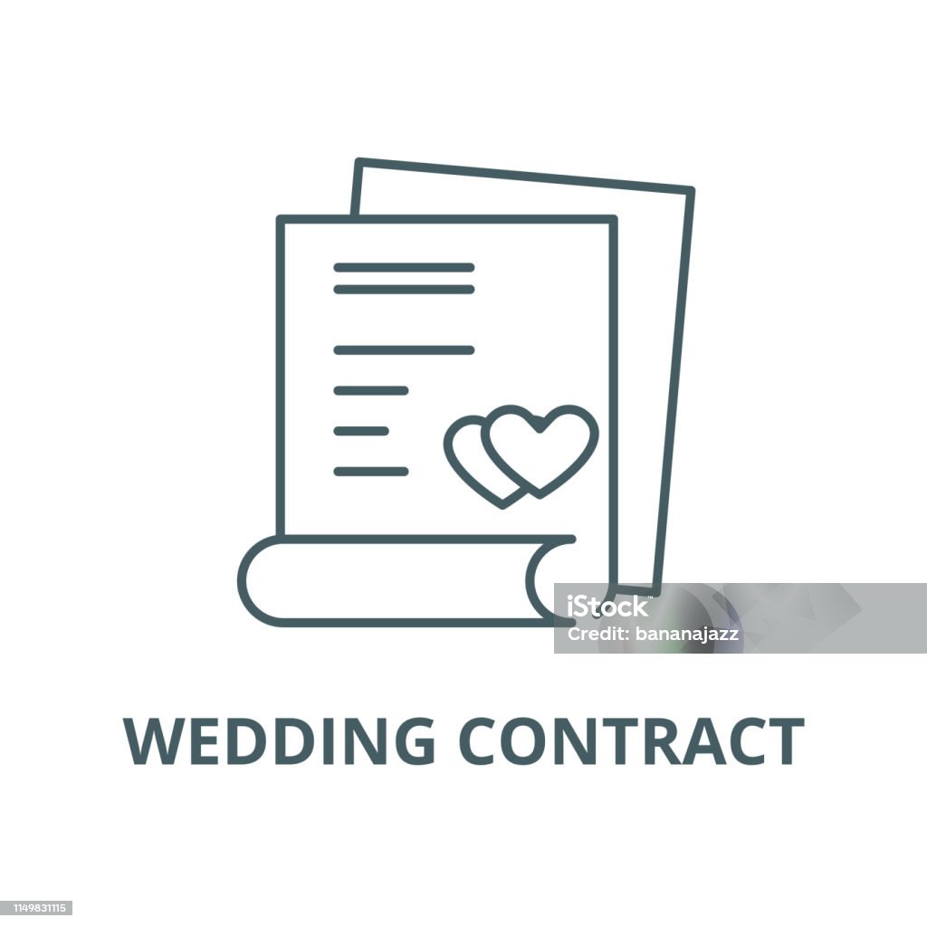 Wedding contract vector line icon, linear concept, outline sign, symbol Wedding contract vector line icon, outline concept, linear sign Agreement stock vector