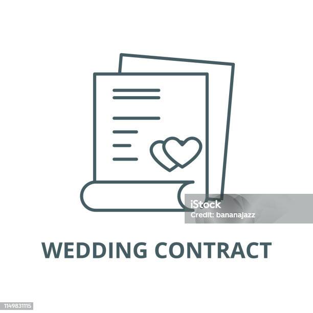 Wedding Contract Vector Line Icon Linear Concept Outline Sign Symbol Stock Illustration - Download Image Now