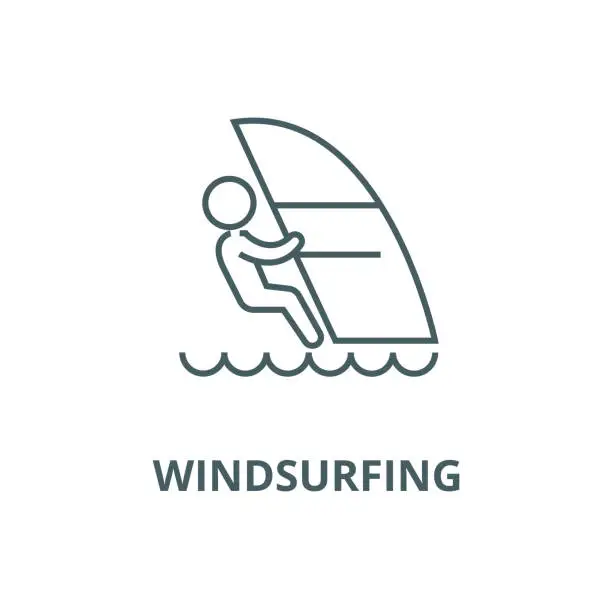 Vector illustration of Windsurfing vector line icon, linear concept, outline sign, symbol