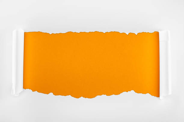 istock ripped textured white paper with curl edges on orange background 1149835612