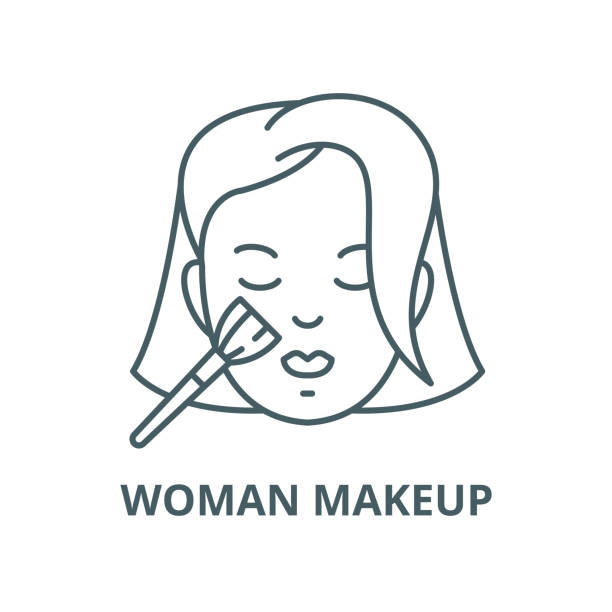 ilustrações de stock, clip art, desenhos animados e ícones de woman makeup vector line icon, linear concept, outline sign, symbol - toenail hair salon cosmetics make up
