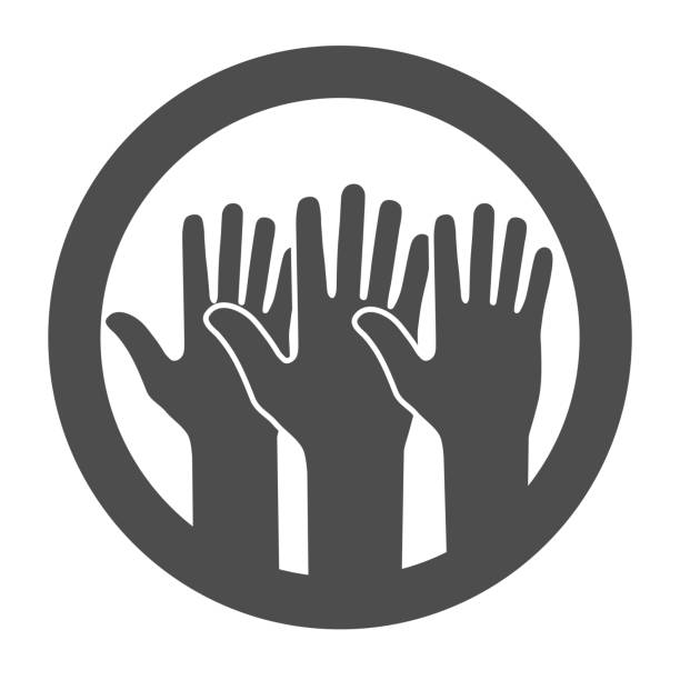 koncepcja ikony wolontariatu - hand raised stock illustrations
