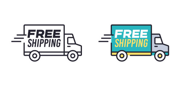 ilustrações de stock, clip art, desenhos animados e ícones de free shipping - business speed horizontal commercial land vehicle