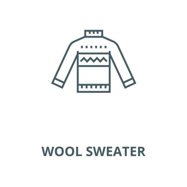 ilustraciones, imágenes clip art, dibujos animados e iconos de stock de icono de línea vectorial de lana suéter, concepto lineal, signo de contorno, símbolo - ugliness sweater kitsch holiday