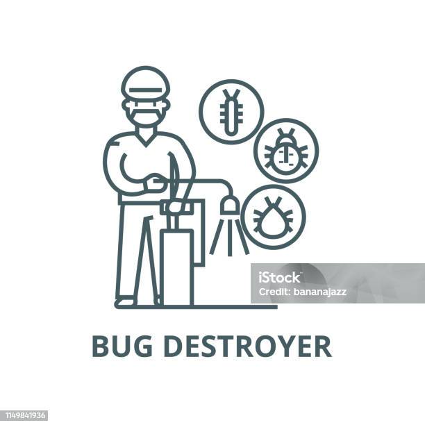 Workerbug Destroyer Vector Line Icon Linear Concept Outline Sign Symbol Stock Illustration - Download Image Now