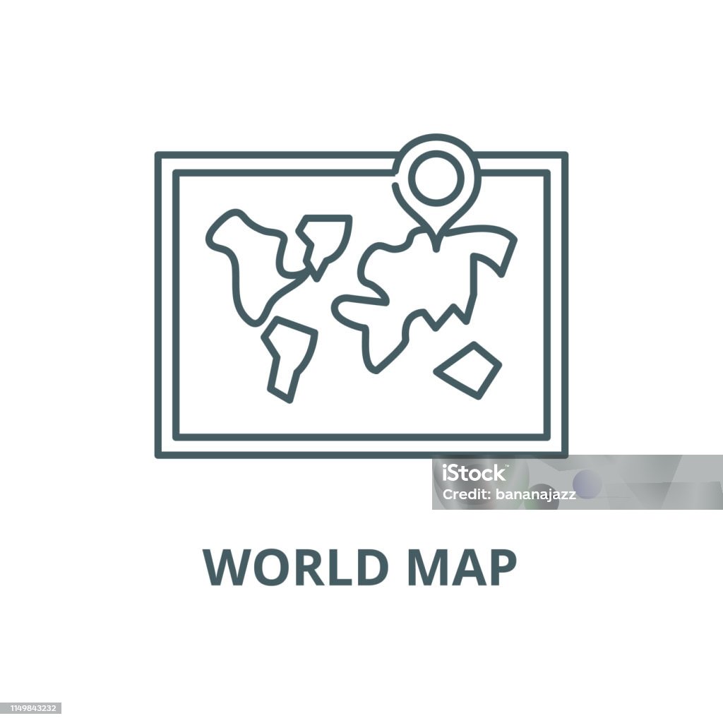 World map vector line icon, linear concept, outline sign, symbol World map vector line icon, outline concept, linear sign Abstract stock vector
