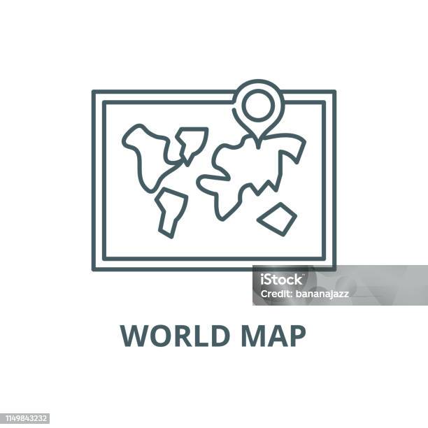 World Map Vector Line Icon Linear Concept Outline Sign Symbol Stock Illustration - Download Image Now