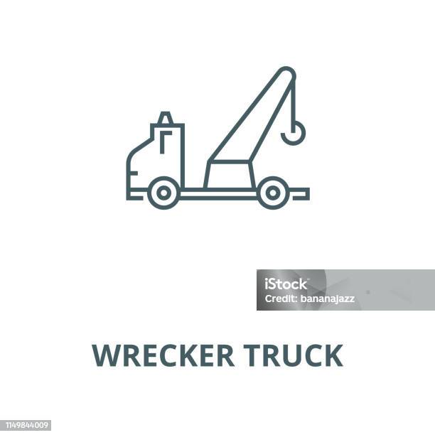 Wrecker Truck Vector Line Icon Linear Concept Outline Sign Symbol Stock Illustration - Download Image Now