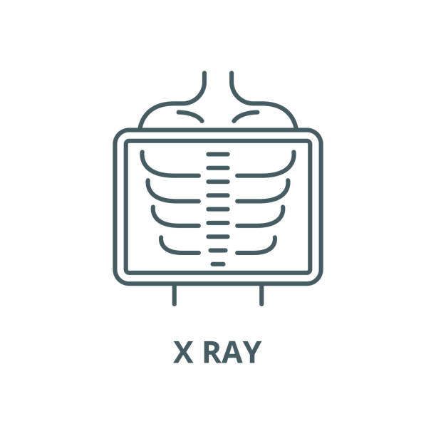 illustrations, cliparts, dessins animés et icônes de icône de ligne de vecteur de rayon x, concept linéaire, signe de contour, symbole - x ray x ray image human hand anatomy