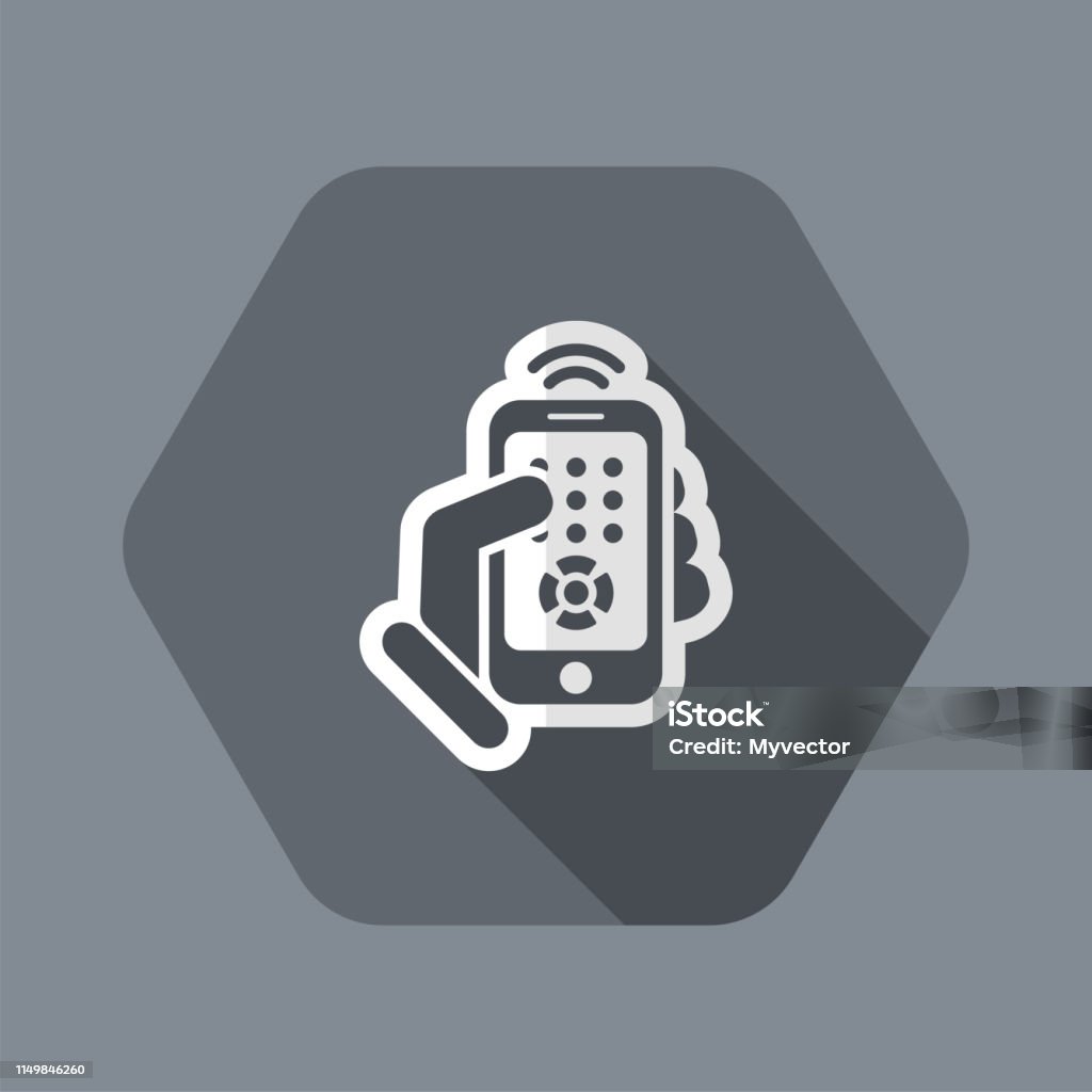 Smartphone remote control icon Flat and isolated vector illustration icon with minimal modern design and long shadow Appliance stock vector