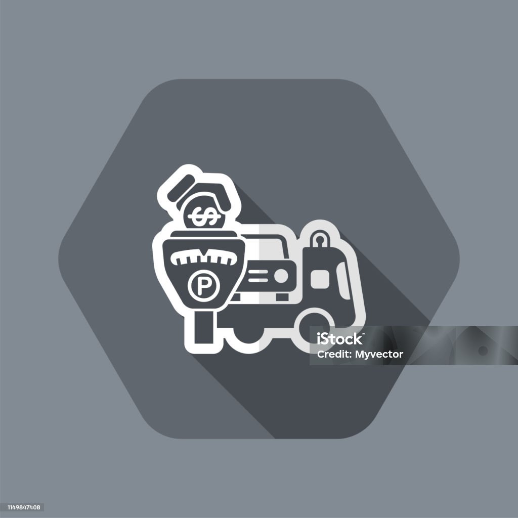 Wrecker parking area Flat and isolated vector illustration icon with minimal modern design and long shadow Building Entrance stock vector