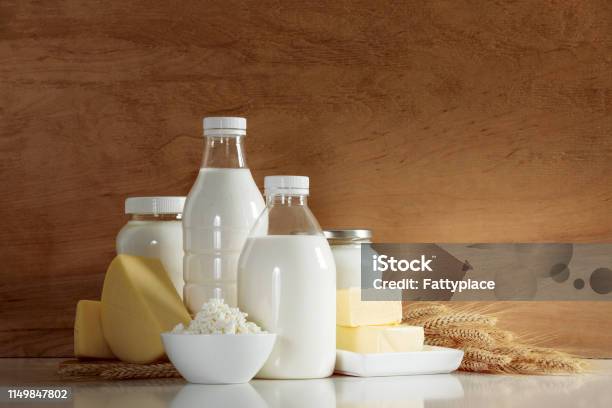 Dairy Products Concept Stock Photo - Download Image Now - Milk, Cheese, Butter