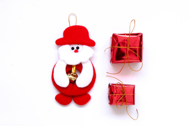 Santa and red box Christmas white background