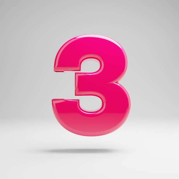 istock Glossy pink number 3 isolated on white background. 1149851492