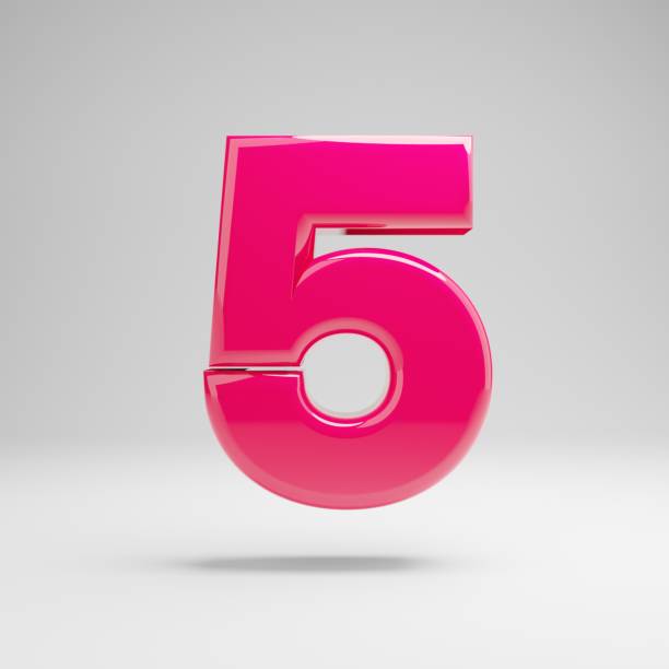 istock Glossy pink number 5 isolated on white background. 1149851500