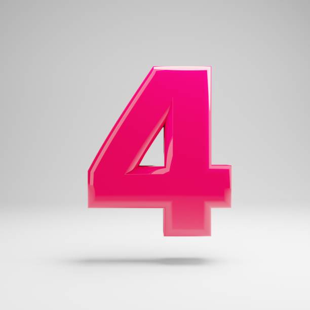 istock Glossy pink number 4 isolated on white background. 1149851553