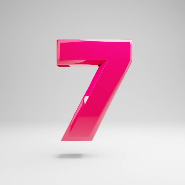 istock Glossy pink number 7 isolated on white background. 1149851554