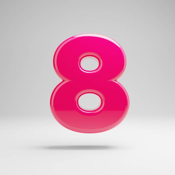 istock Glossy pink number 8 isolated on white background. 1149851582