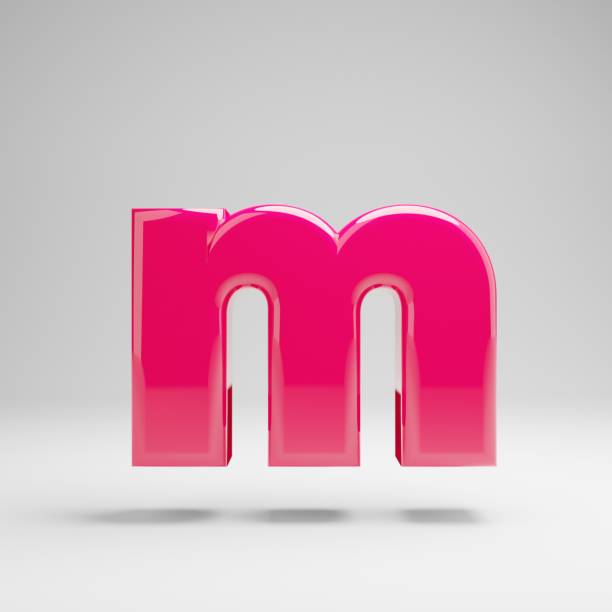 istock Glossy pink lowercase letter M isolated on white background. 1149852268