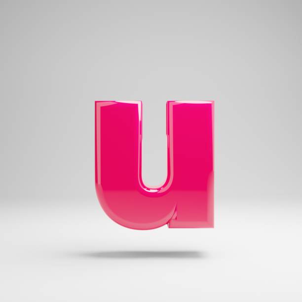 istock Glossy pink lowercase letter U isolated on white background. 1149852323