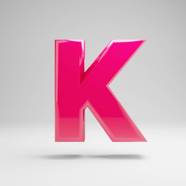istock Glossy pink uppercase letter K isolated on white background. 1149852346