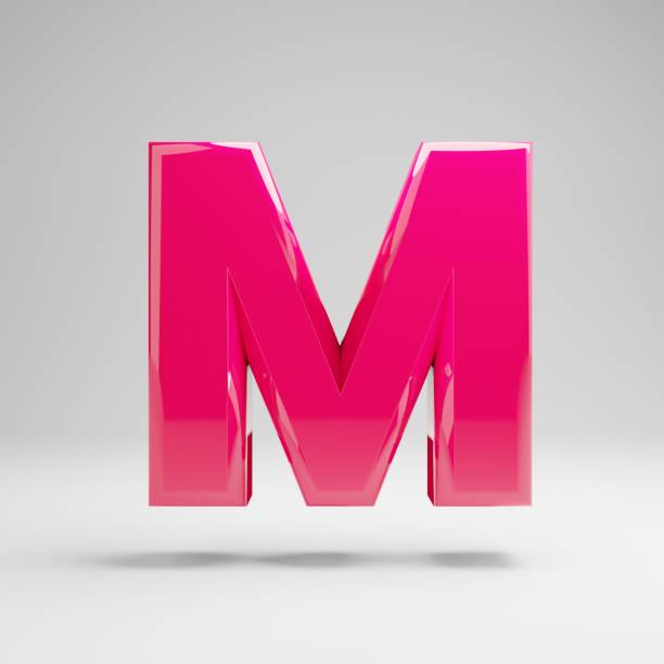 istock Glossy pink uppercase letter M isolated on white background. 1149852469