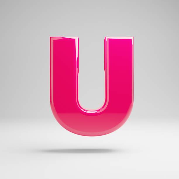istock Glossy pink uppercase letter U isolated on white background. 1149852515