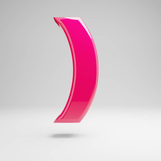 Glossy pink round brackets symbol isolated on white background. 3D rendered alphabet. Modern font for banner, poster, cover, logo design template element.