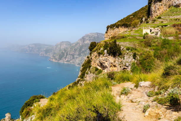 landscapes of the Trails of the Gods, on the Amalfi Coast, in southern Italy the famous Gods Trail, a UNESCO World Heritage Site. praiano photos stock pictures, royalty-free photos & images