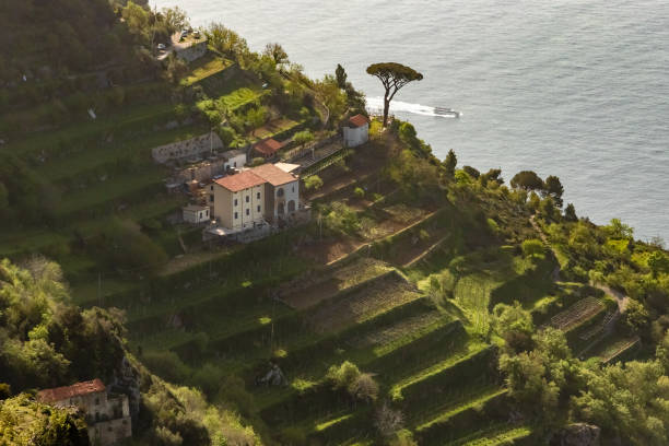 landscapes of the Trails of the Gods, on the Amalfi Coast, in southern Italy the famous Gods Trail, a UNESCO World Heritage Site. praiano photos stock pictures, royalty-free photos & images