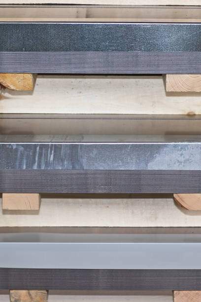 istock Galvanized sheet in packs in metal products warehouse 1149854210