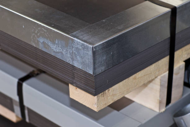 istock Galvanized sheet in packs in metal products warehouse 1149855822