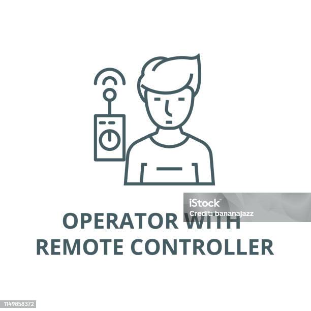 Operator With Remote Controller Vector Line Icon Linear Concept Outline Sign Symbol Stock Illustration - Download Image Now