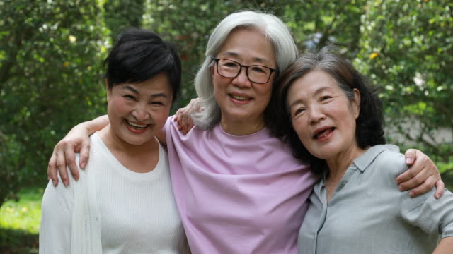 Portrait Of Three Elderly Taiwanese Ladies At Park
