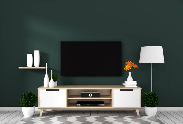 istock Tv cabinet in modern empty room Japanese style,minimal designs. 3D rendering 1149861958
