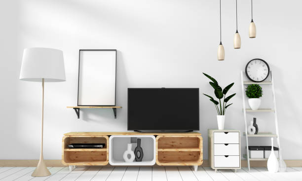 istock cabinet in modern empty room Japanese style,minimal designs. 3D rendering 1149862789