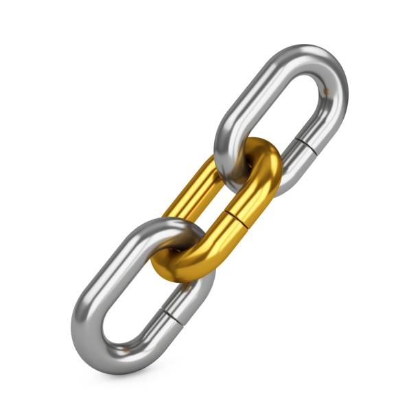 istock 3D rendering chain of three links isolated on white. Lock, connection concept. 1149862793