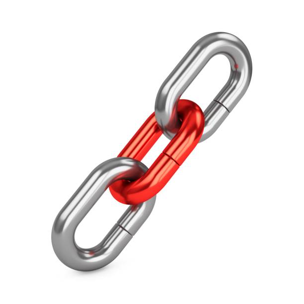 istock 3D rendering chain of three links isolated on white. Lock, connection concept. 1149862805