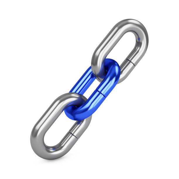 3D rendering chain of three links isolated on white. Lock, connection concept.