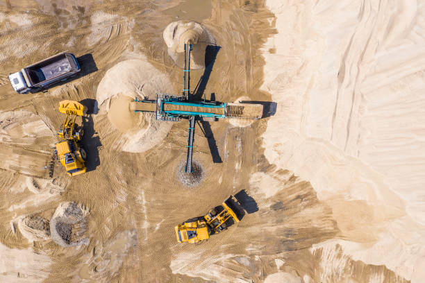 istock Gravel and sand open pit mining. Aerial view 1149865526
