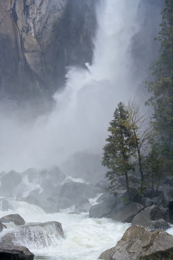The mighty force of the Yosemite waterfall