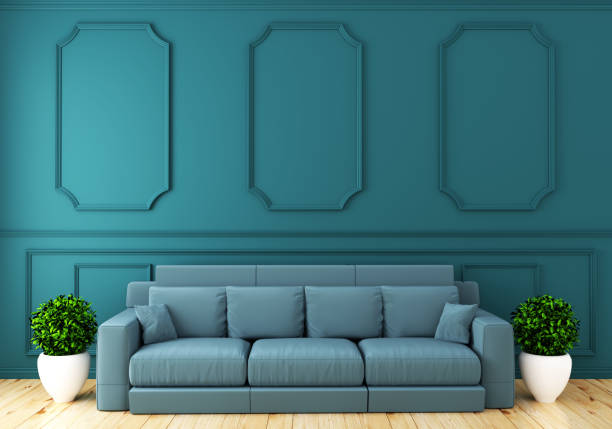 istock Interior living luxury classic style, decoration wall on granite tiles, 3D rendering 1149866386