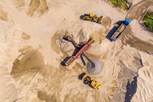 istock Aerial view over monohydrallite mine field. Sand mine. View from above 1149866511
