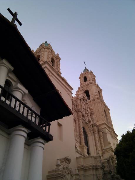 Mission Dolores adobe and basilica buildings stock photo